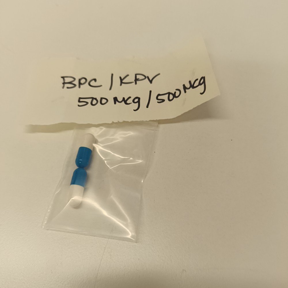 BPC 500mcg/KPV 500mcg Blue & White Capsules test result