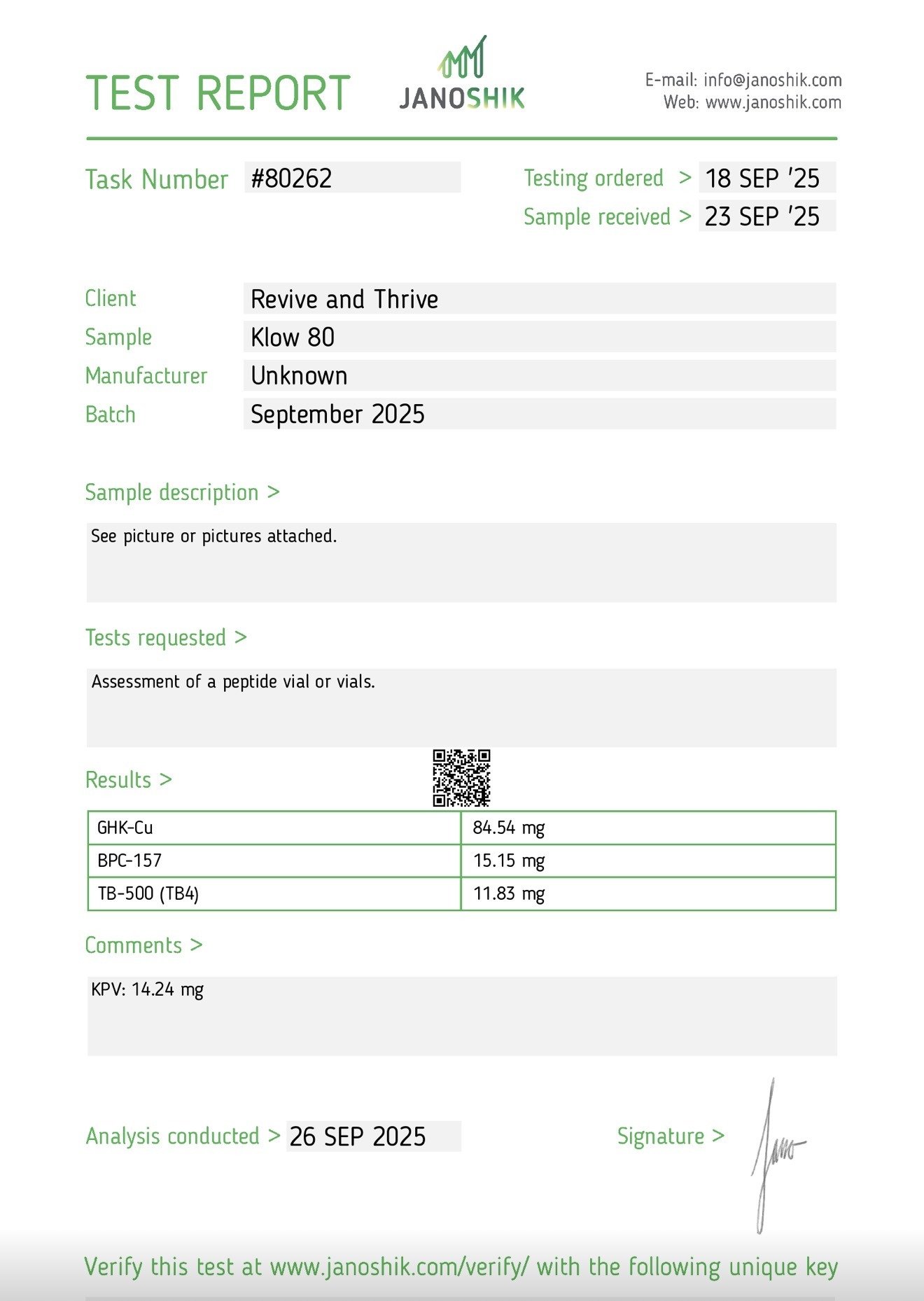 KLOW 80mg (1/2 Kit-5 vials) Tested - Image 2